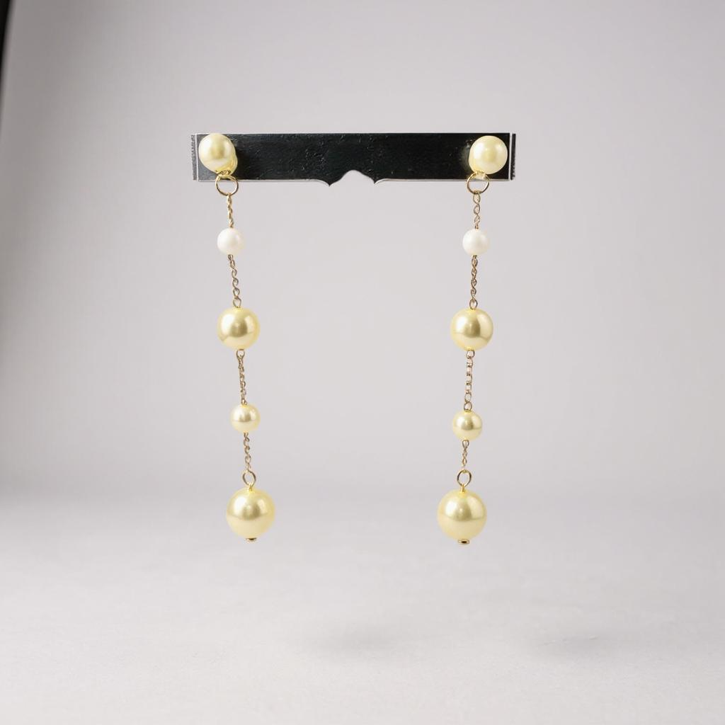 Glass Pearl Gold Drop Earrings