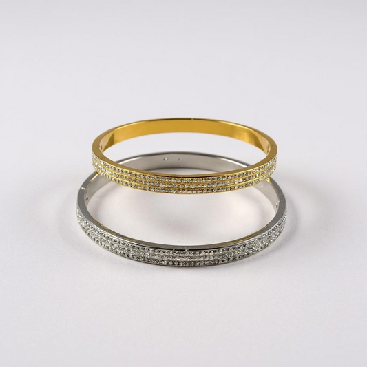 Alessia Stainless Steel Pave Bangle Bracelet