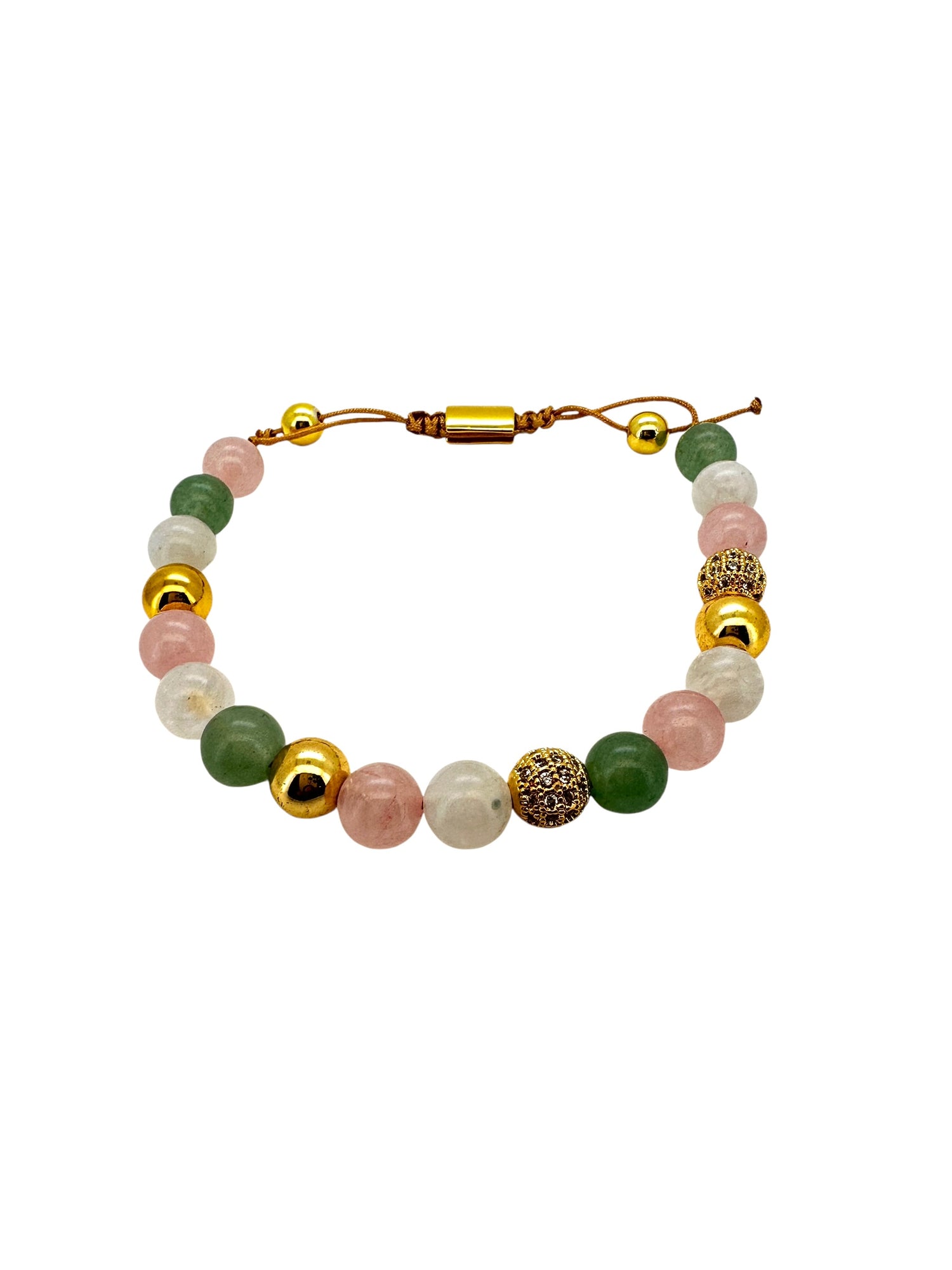 Pink and Green Stone Color Bracelet