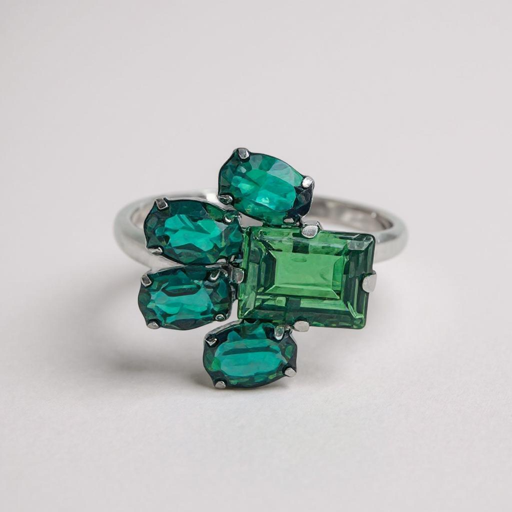 Roma Swarovski 5 Crystal Sterling Silver Ring