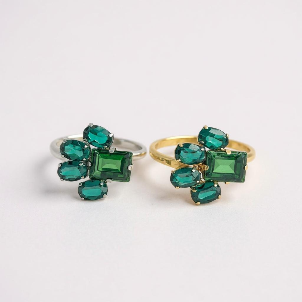 Roma Swarovski 5 Crystal Sterling Silver Ring