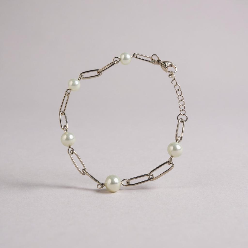 Paper Clip Pearl Bracelet