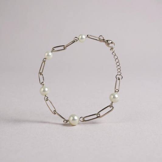 Paper Clip Pearl Bracelet