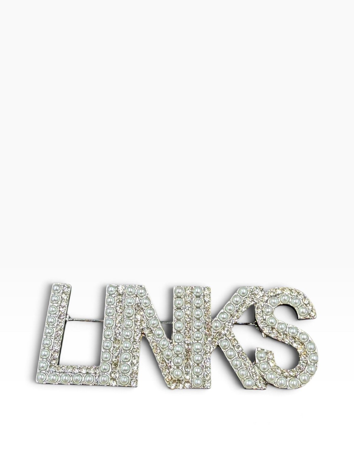 The Links silver-tone lapel pin with pearls
