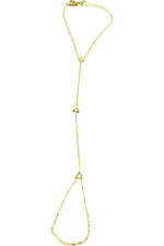 Delta Sigma Theta gold hand chain with three pyramid accents
