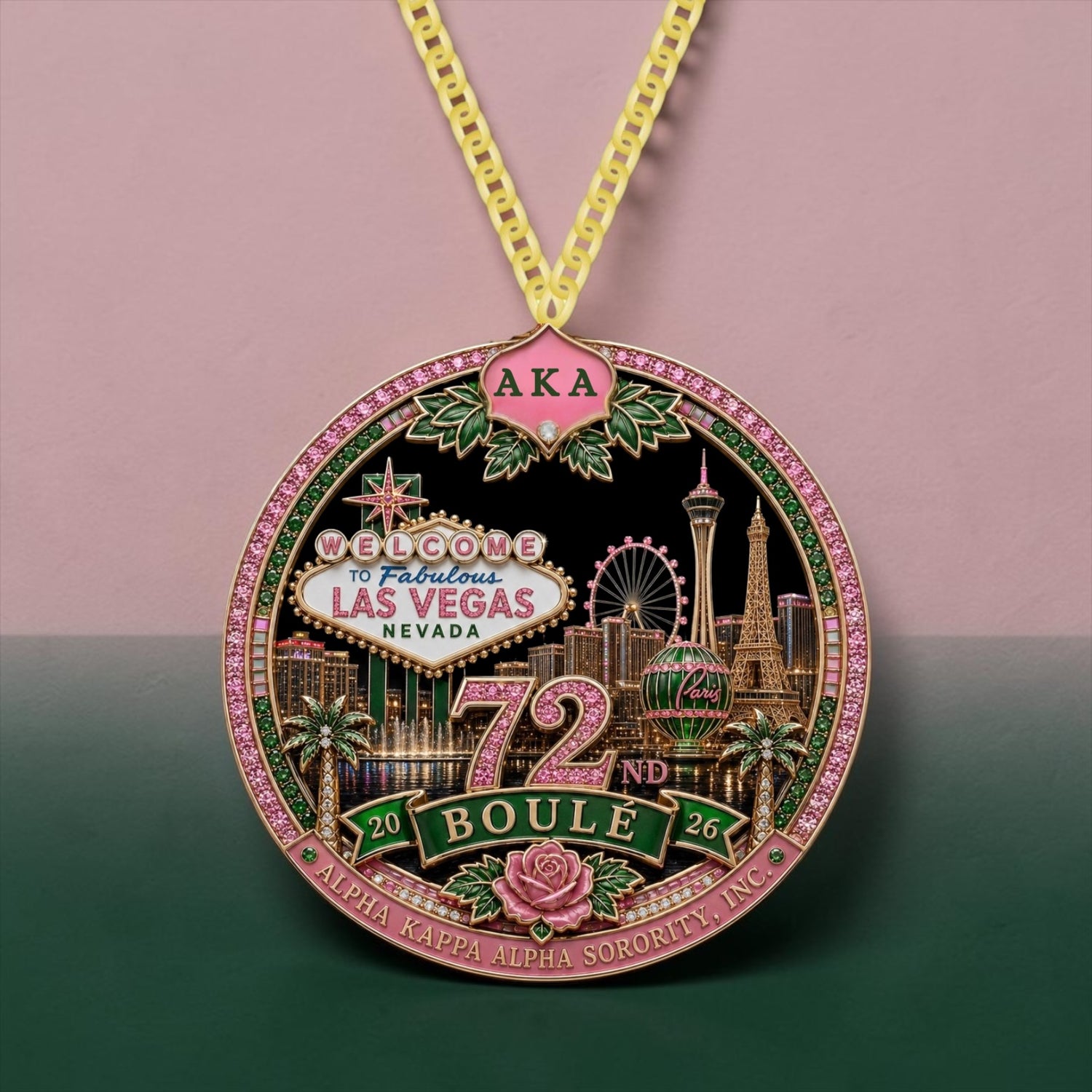 Alpha Kappa Alpha 72nd International Boule commemorative necklace pin by Trendzio Jewelry