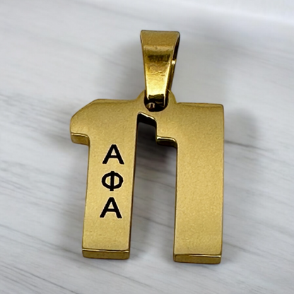 Alpha Phi Alpha Line Number Pendant Necklace