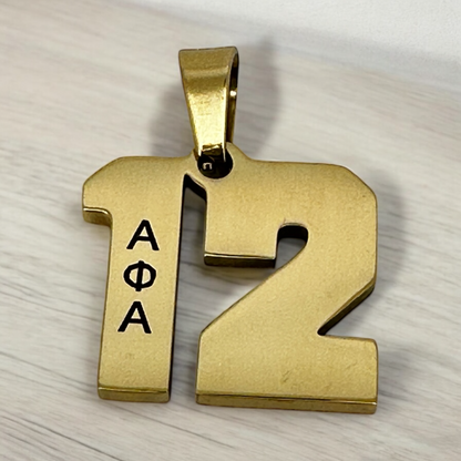 Alpha Phi Alpha Line Number Pendant Necklace