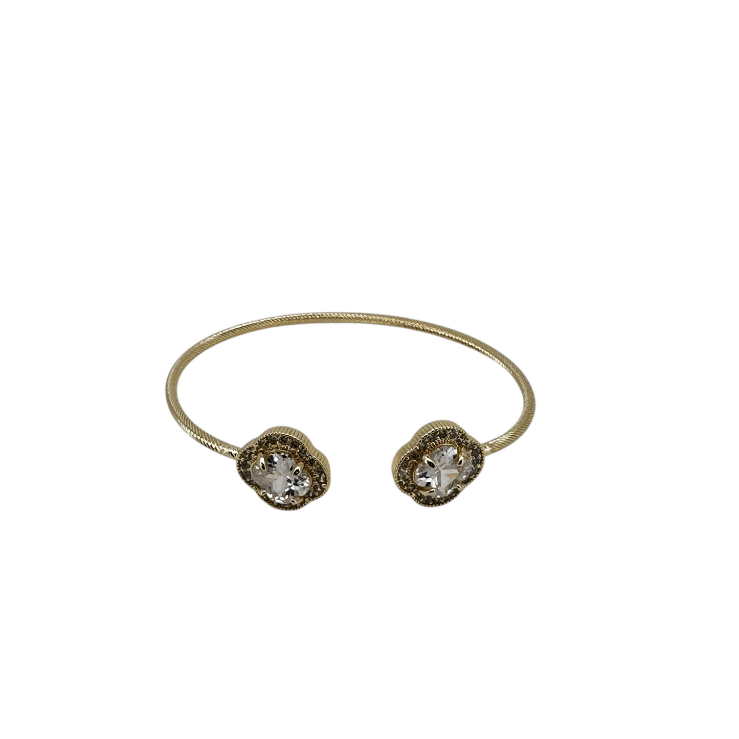 Alora Black CZ Flower Clover Gold Bracelet