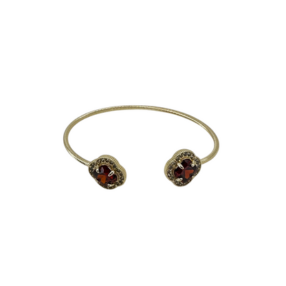 Alora Black CZ Flower Clover Gold Bracelet