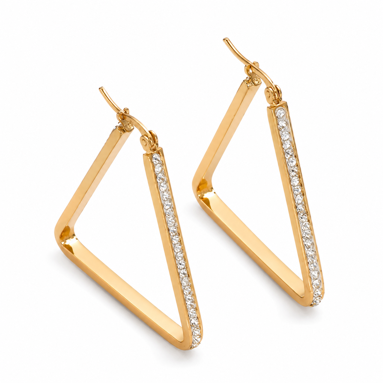 Delta Sigma Theta inspired gold triangle CZ earrings by Trendzio Jewelry