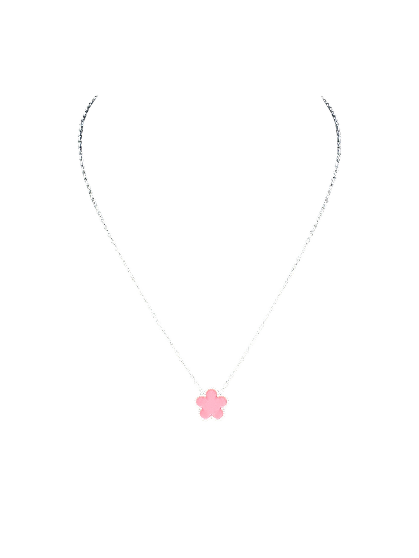 Kaitlin Clover Flower Pink Gold Necklace
