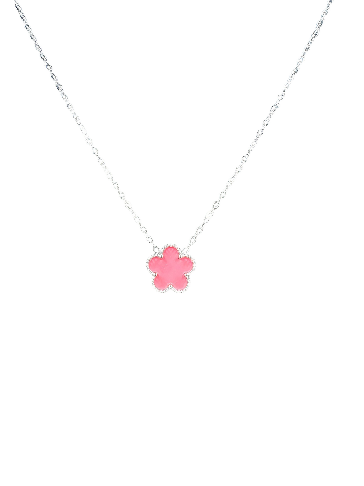 Kaitlin Clover Flower Pink Gold Necklace