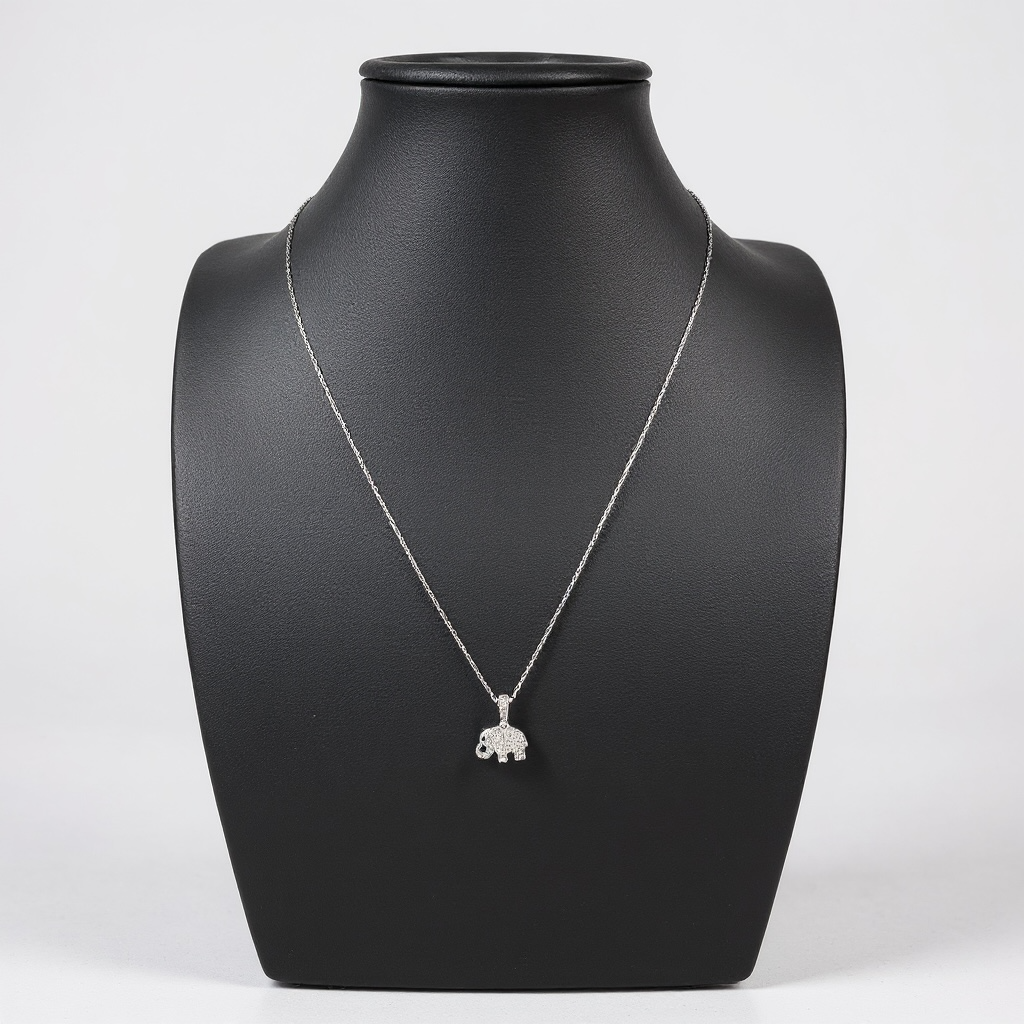 Elephant Necklace CZ Pave Stones