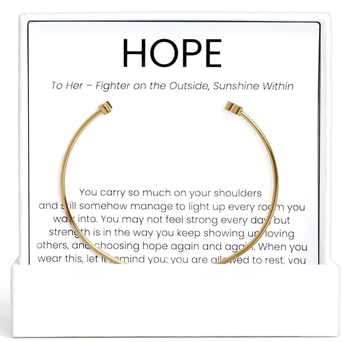 Gold Hope bangle, breast cancer awareness bracelet