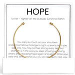 Gold Hope bangle, breast cancer awareness bracelet