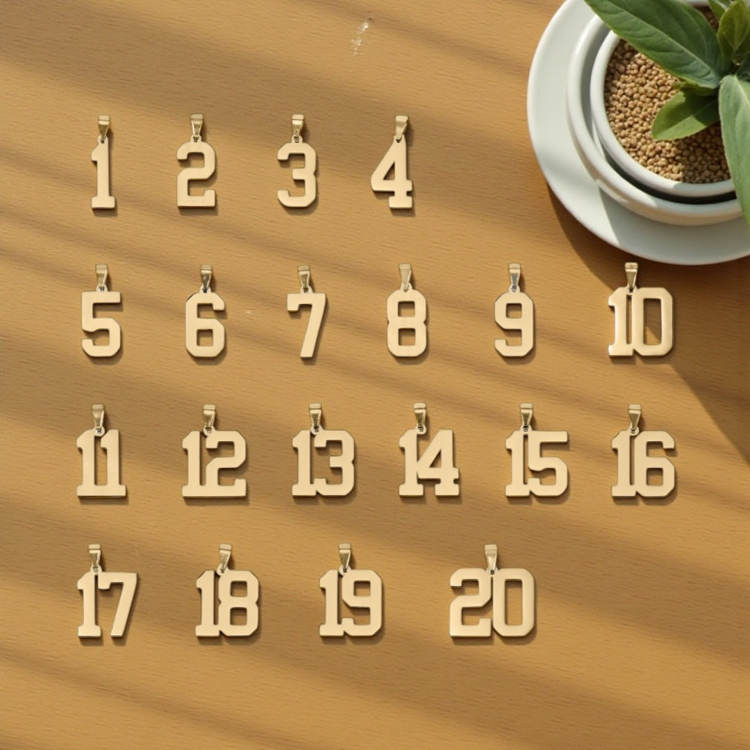 Line / Jersey Number Pendant Necklace
