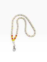 Red and yellow glass pearl badge lanyard with swivel hook