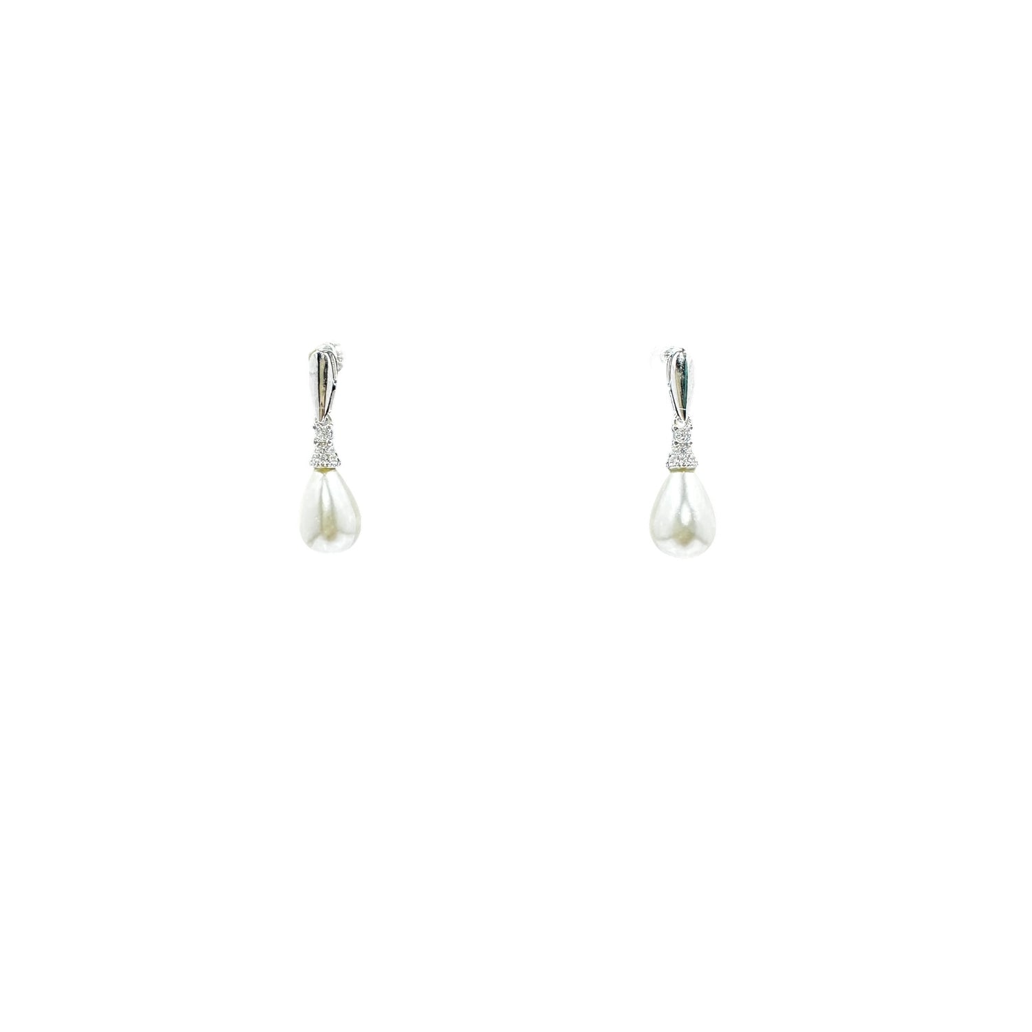 Sterling Silver Glass Pearl Teardrop Earrings