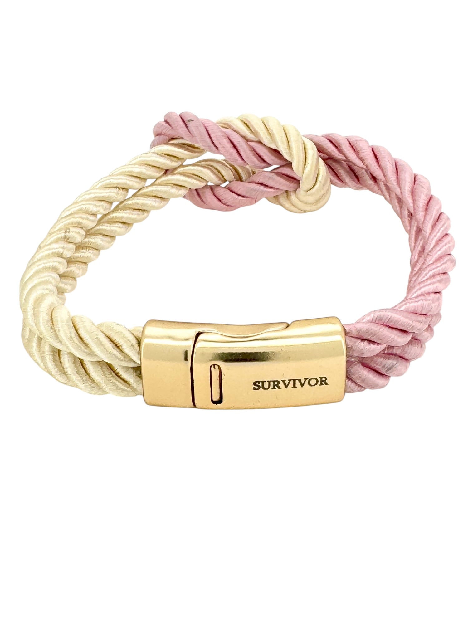 The Original Love Knot Satin Rope Bracelet- Pink and White