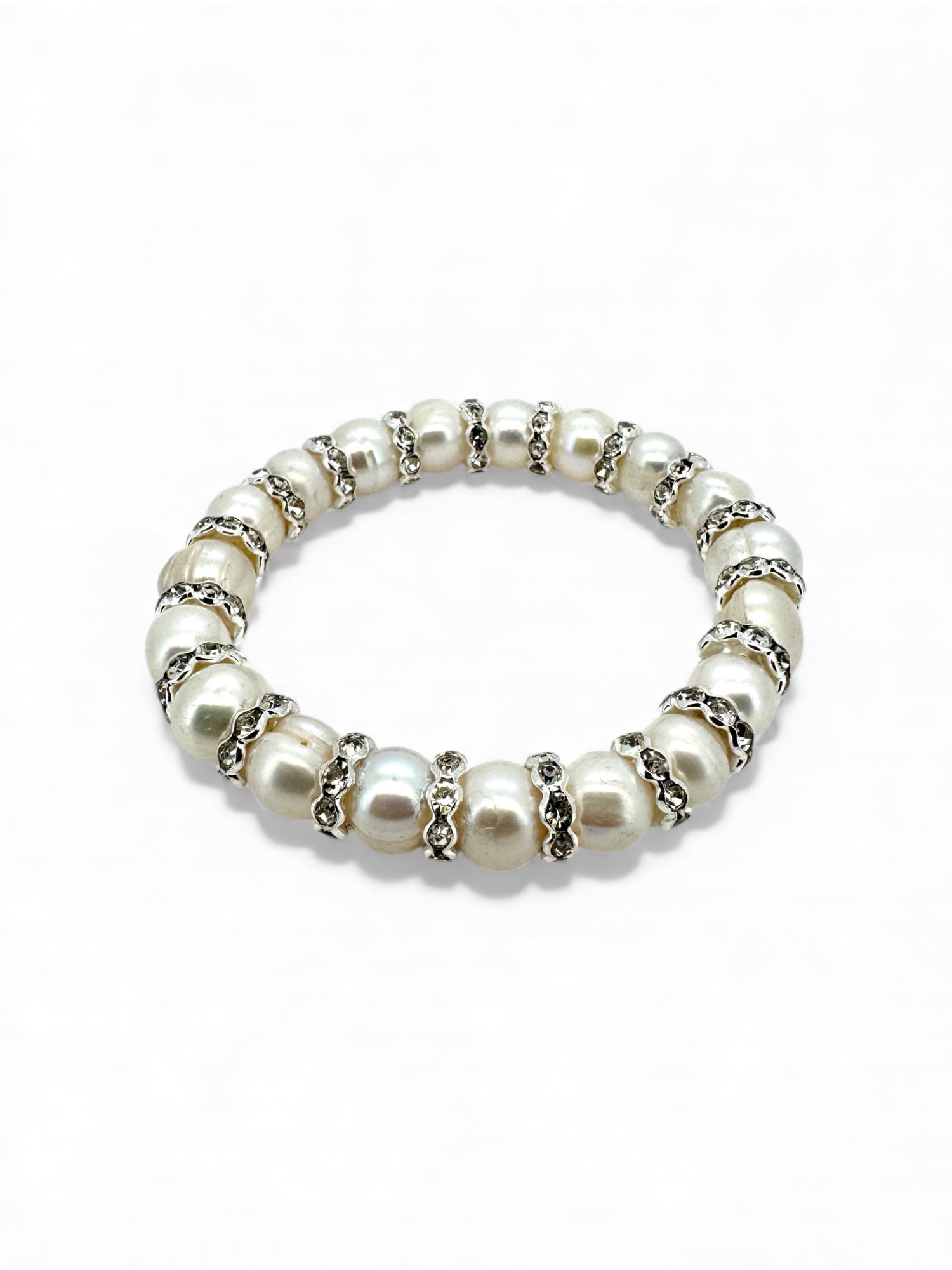 9mm Freshwater Baroque Pearl CZ Bracelet