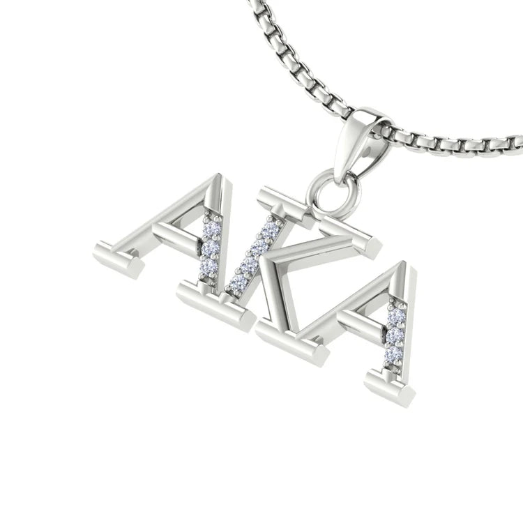 AKA Sorority Half CZ Pendant Necklace