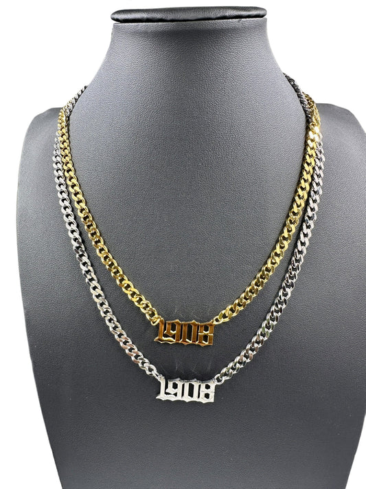 AKA 1908 Gold Number Necklace Necklaces Trendzio Jewelry 