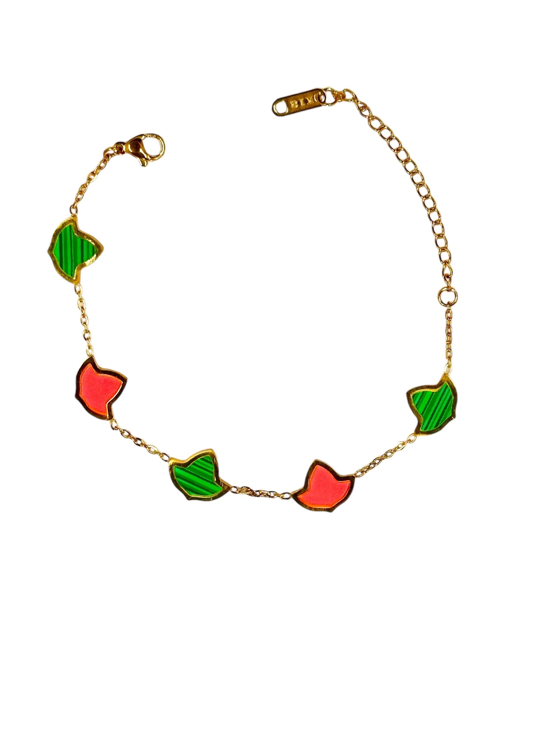 AKA Ivy Leaf Pink and Green Gold Bracelet Bracelets Trendzio Jewelry 