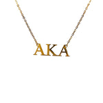 Gold-plated AKA Necklace on a delicate chain, showcasing high-quality stainless steel, waterproof and tarnish-free design, perfect for expressing Alpha Kappa Alpha pride.