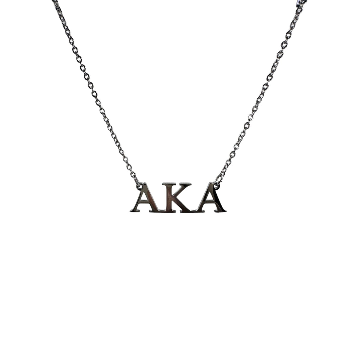 High-quality stainless steel AKA Necklace 18k gold plated or polished silver, showcasing Alpha Kappa Alpha pride, tarnish-free, waterproof, 16 inches with 2-inch extension.