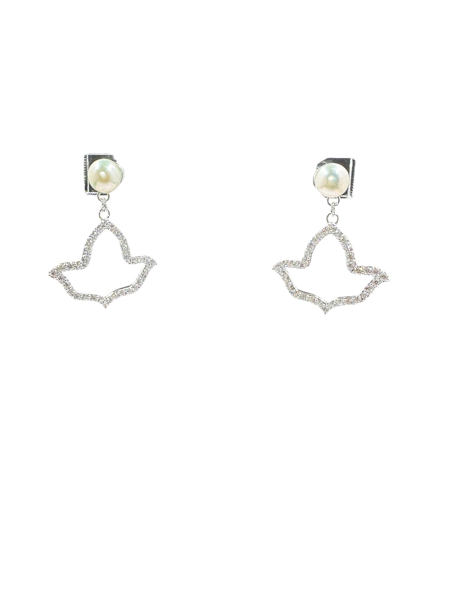 AKA Open Ivy Leaf Earrings Earrings Trendzio Jewelry Clear CZ Diamond 