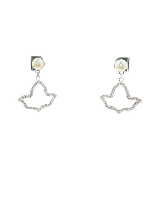 AKA Open Ivy Leaf Earrings Earrings Trendzio Jewelry Clear CZ Diamond 