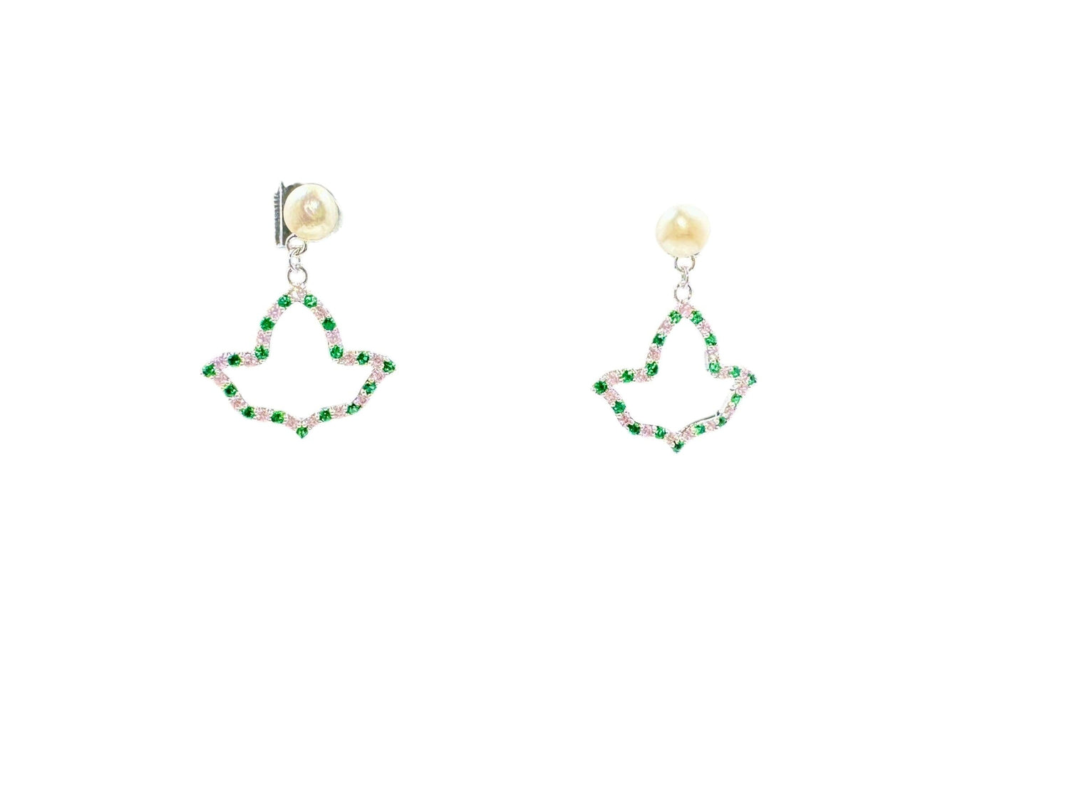 AKA Open Ivy Leaf Earrings Earrings Trendzio Jewelry Pink and Green 
