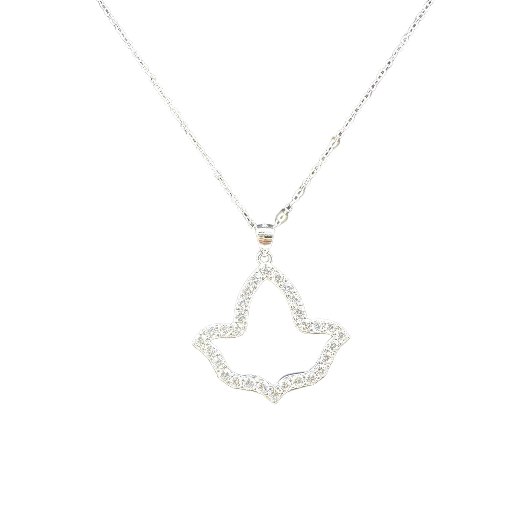 AKA Open Ivy Leaf Necklace in sterling silver with cubic zirconia diamonds.