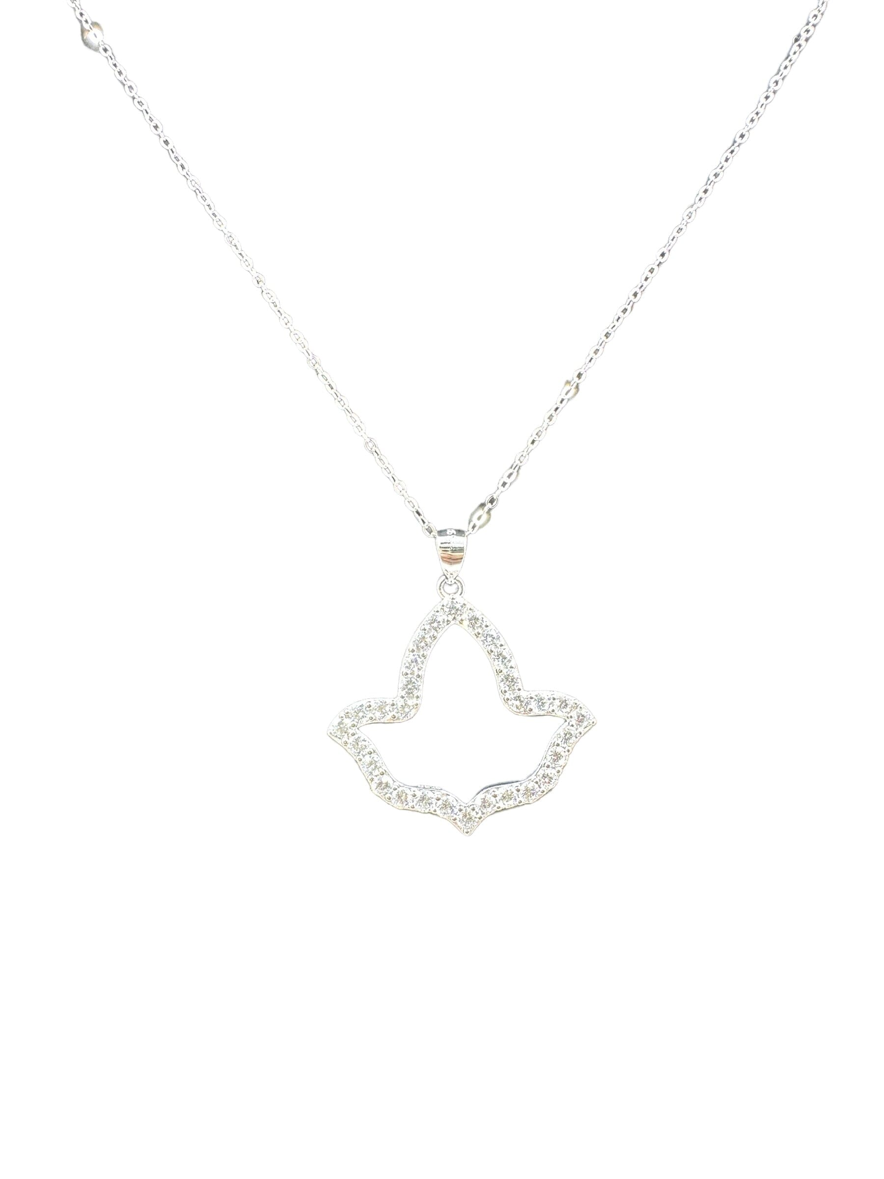 AKA Open Ivy Leaf Necklace in sterling silver with cubic zirconia diamonds.