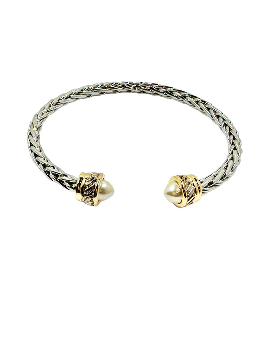 Alice Pearl Silver Braided Cable Bracelet Bracelets TRENDZIO 
