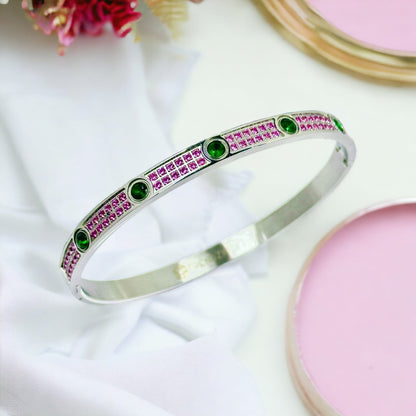 Bahia Pink and Green CZ Encrusted Bracelet Bracelets Trendzio Jewelry 