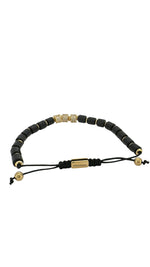 Black and Gold Cylinder Macrame Bracelet Bracelets Trendzio Jewelry 
