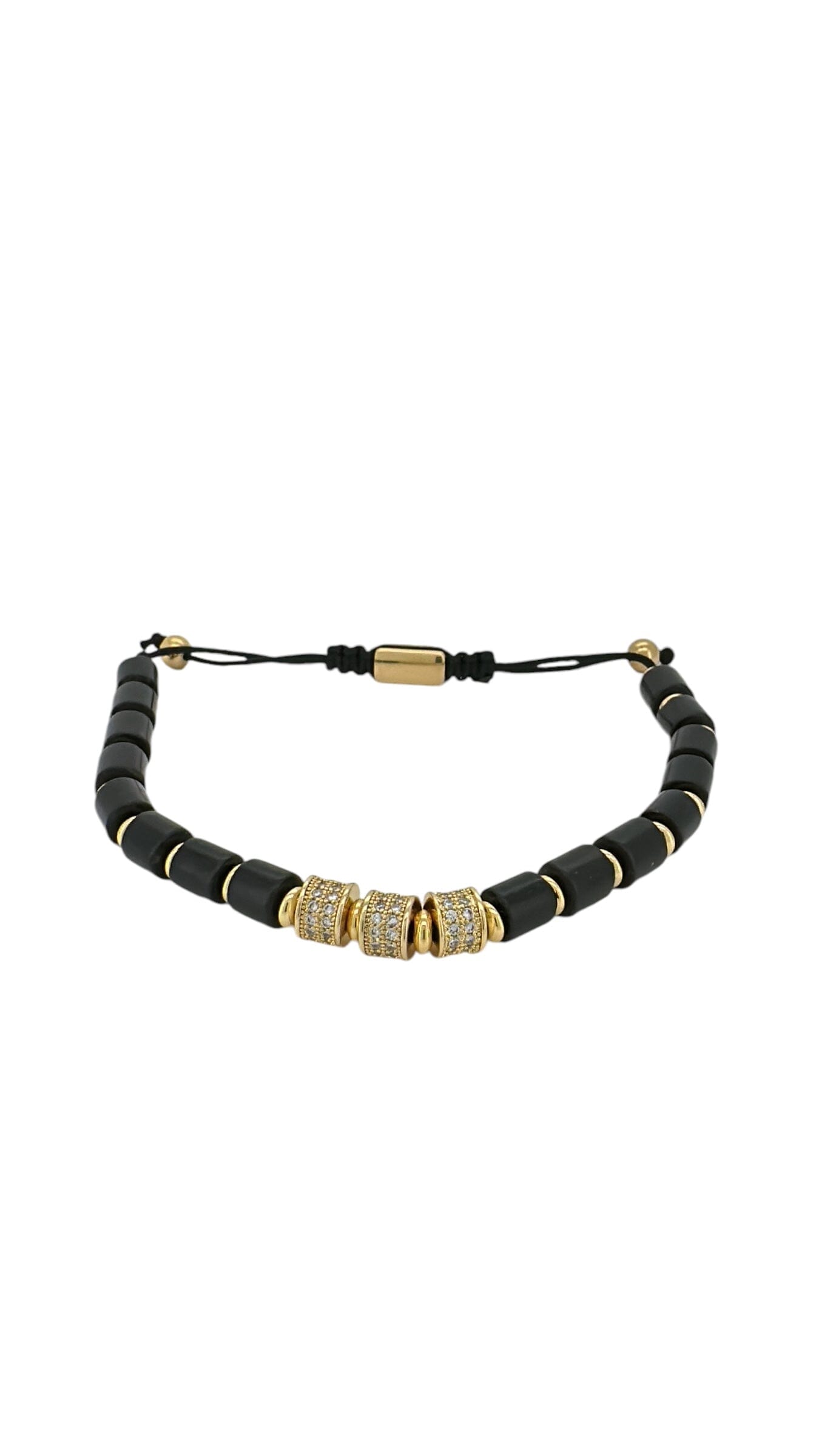 Black and Gold Cylinder Macrame Bracelet Bracelets Trendzio Jewelry 