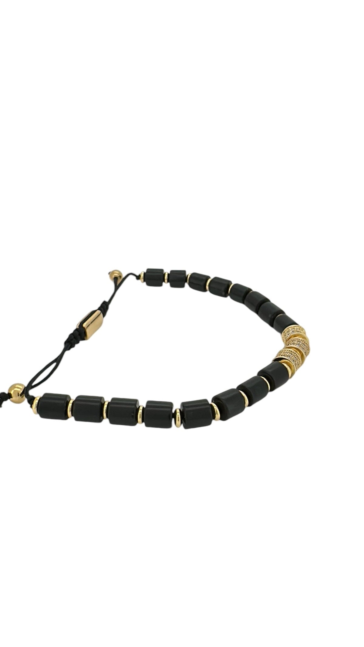 Black and Gold Cylinder Macrame Bracelet Bracelets Trendzio Jewelry 