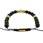 Black Onyx and Gold CZ Ball Macrame Bracelet Bracelets Trendzio Jewelry 