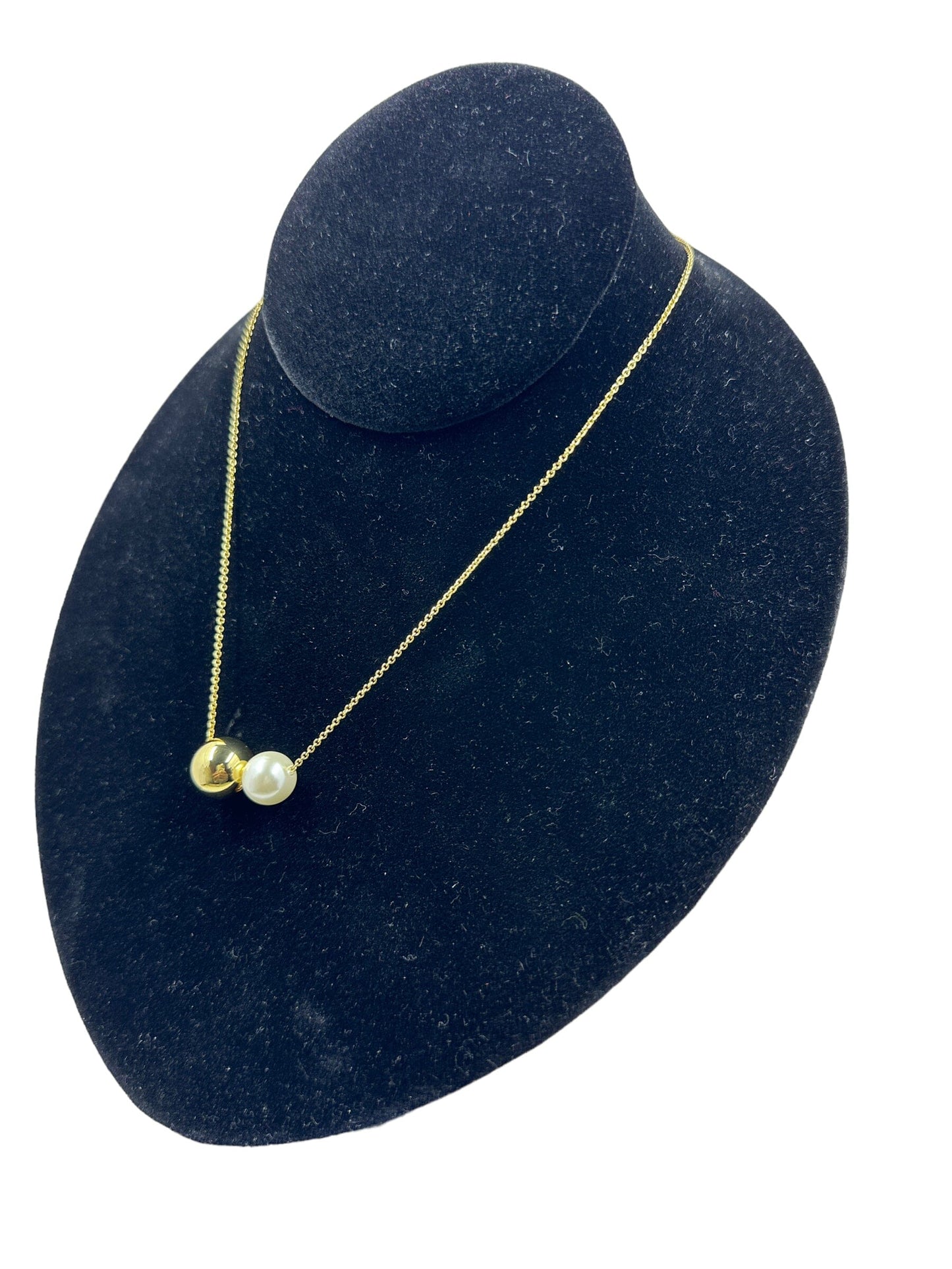 Carrie Pearl Strung Gold Ball Necklace Necklaces Trendzio Jewelry 