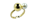 Carrie Pearl Strung Gold Ball Ring Rings Trendzio Jewelry 
