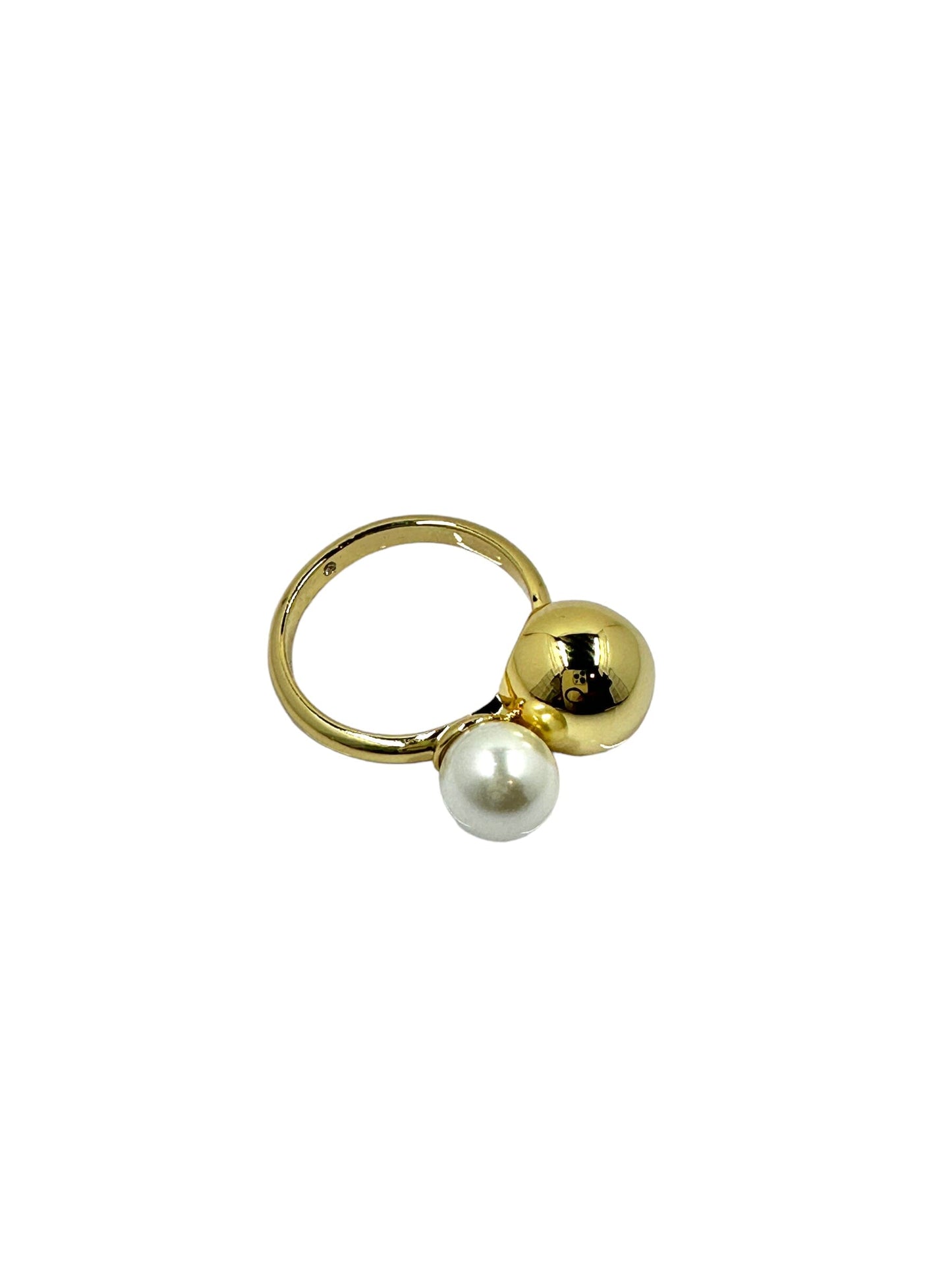 Carrie Pearl Strung Gold Ball Ring Rings Trendzio Jewelry 