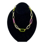 Delic Pink & Green Link Pave Chain Necklace Necklaces Trendzio 