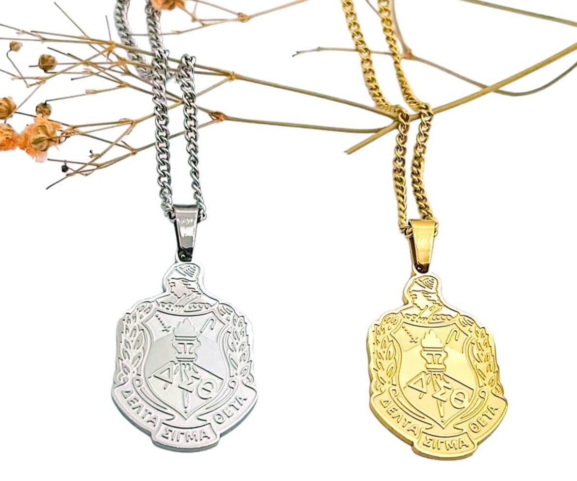Delta Sigma Theta Stainless Steel Pendant Shield Necklace Necklaces Trendzio Jewelry 