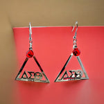Delta Sigma Theta Stainless Steel Triangle Red CZ Earrings Earrings Trendzio Jewelry 