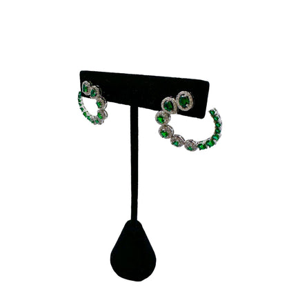 Donna Green Emerald Diamond Hoop Earrings Earrings TRENDZIO 