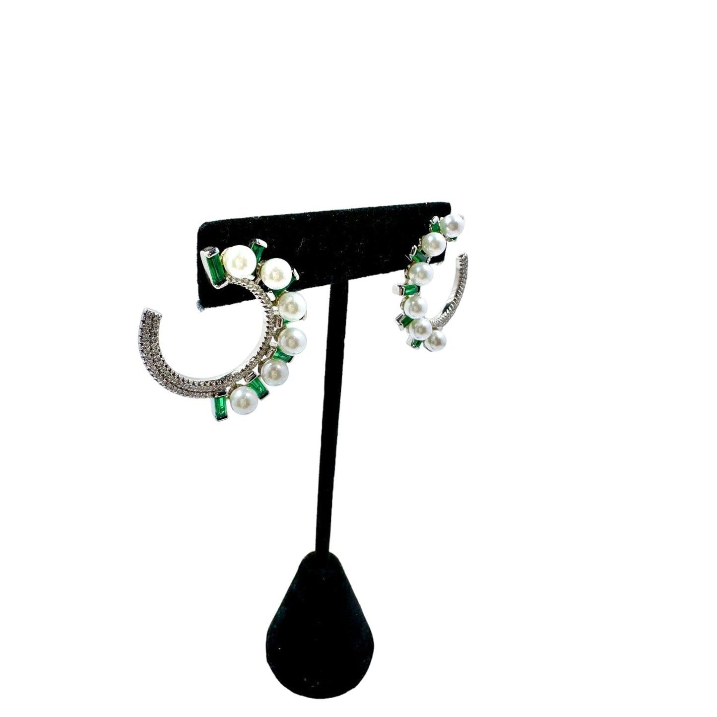 Donna Green Emerald Pearl Hoop Earrings Earrings TRENDZIO 