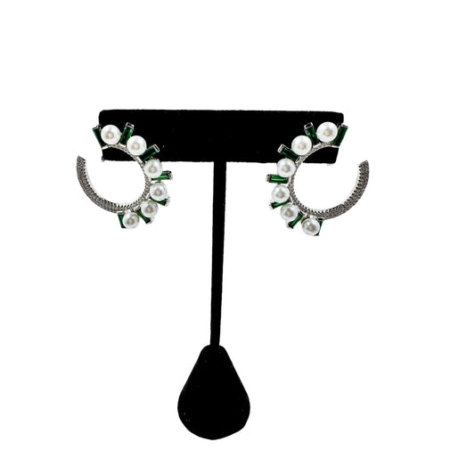 Donna Green Emerald Pearl Hoop Earrings Earrings TRENDZIO 